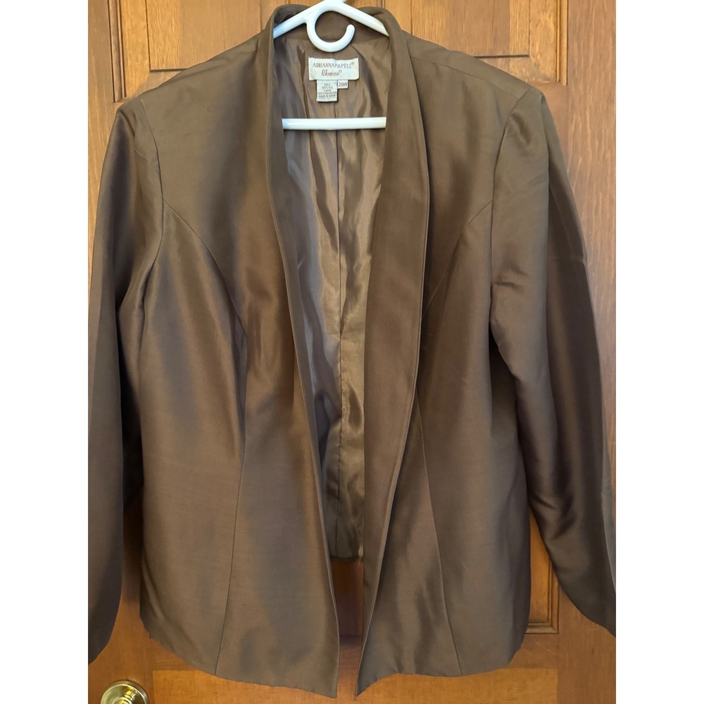 Adrianna Papell 2-PC 100% Silk Pant Set Womens Brown Size 20W Wedding Holiday - Picture 13 of 14